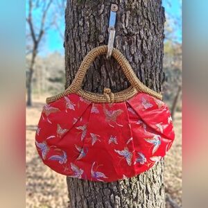 Elegant Red Floral Women's Bag